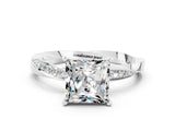 White gold Princess Cut Moissanite Engagement Ring with Side Stone Accents and Four-Prong Setting_72