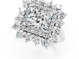 White gold Princess Cut Moissanite Floral Double Halo Engagement Ring with Prong Setting_133