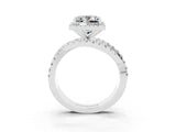 White gold Princess Cut Moissanite Halo Ring with Round Split Shank and Prong Setting_63