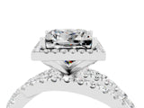 White gold Princess Cut Moissanite Halo Ring with Round Split Shank and Prong Setting_64