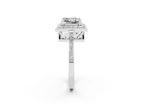 White gold Princess Cut Moissanite Halo Ring with Split Shank and Four-Prong Setting_26