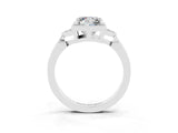 White gold Princess Cut Moissanite Halo Ring with Tapered Band and Four-Prong Setting_3