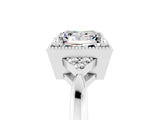 White gold Princess Cut Moissanite Halo Ring with Tapered Band and Four-Prong Setting_5
