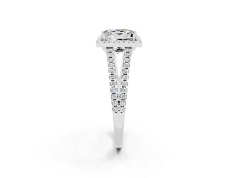 White gold Princess Cut Moissanite Halo Split Shank Engagement Ring_14