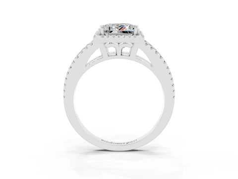 White gold Princess Cut Moissanite Halo Split Shank Engagement Ring_15