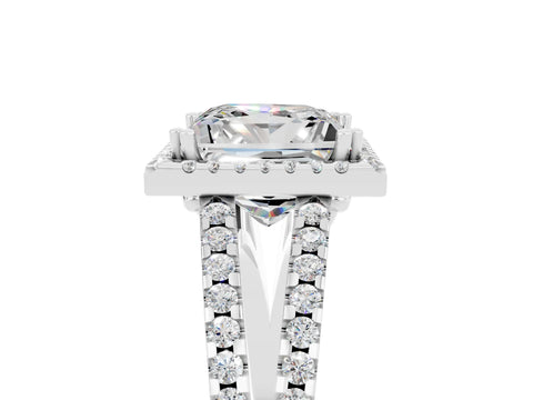 White gold Princess Cut Moissanite Halo Split Shank Engagement Ring_17
