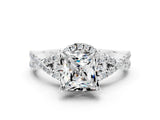 White gold Princess Cut Moissanite  Halo Twist Band Solitaire Prong Setting Ring_24