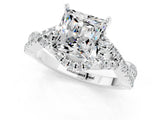 White gold Princess Cut Moissanite  Halo Twist Band Solitaire Prong Setting Ring_25