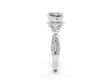 White gold Princess Cut Moissanite  Halo Twist Band Solitaire Prong Setting Ring_26
