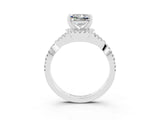White gold Princess Cut Moissanite  Halo Twist Band Solitaire Prong Setting Ring_27