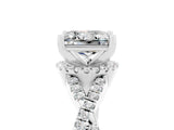White gold Princess Cut Moissanite  Halo Twist Band Solitaire Prong Setting Ring_29