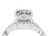 White gold Princess Cut Moissanite Halo Twist Band Solitaire Prong Setting Ring_4