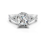 White gold Princess Cut Moissanite  Halo Twist Band Solitaire Prong Setting Ring_54