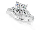White gold Princess Cut Moissanite  Halo Twist Band Solitaire Prong Setting Ring_55