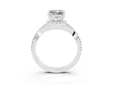 White gold Princess Cut Moissanite  Halo Twist Band Solitaire Prong Setting Ring_57