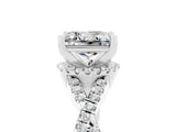 White gold Princess Cut Moissanite  Halo Twist Band Solitaire Prong Setting Ring_59