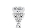 White gold Princess Cut Moissanite Halo Twist Band Solitaire Prong Setting Ring_5