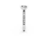 White gold Princess Cut Moissanite Milgrain Pavé Engagement Ring with Four-Prong Setting_14