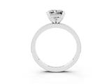 White gold Princess Cut Moissanite Milgrain Pavé Engagement Ring with Four-Prong Setting_15