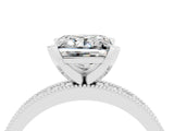 White gold Princess Cut Moissanite Milgrain Pavé Engagement Ring with Four-Prong Setting_16