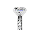 White gold Princess Cut Moissanite Milgrain Pavé Engagement Ring with Four-Prong Setting_17