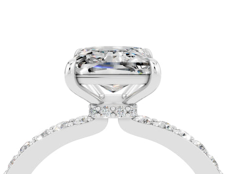 White gold Princess Cut Moissanite Pavé Engagement Ring with Round  Accents and Prong Setting_28