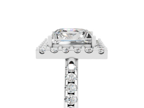 White gold Princess Cut Moissanite Pavé Halo Ring with Four-Prong Setting_35