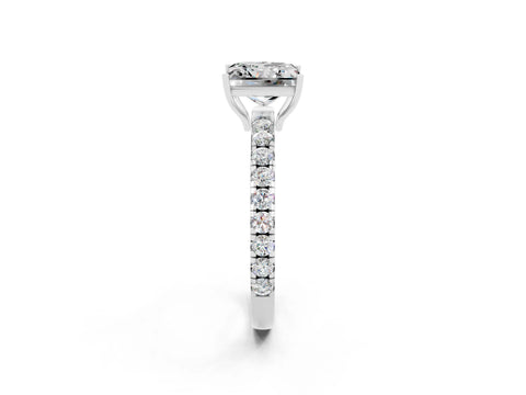 White gold Princess Cut Moissanite Pavé Solitaire Engagement Ring with Four-Prong Setting_14