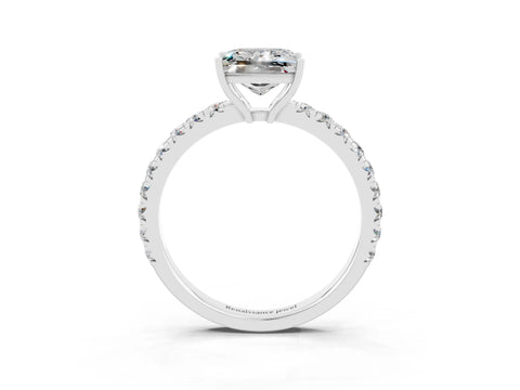 White gold Princess Cut Moissanite Pavé Solitaire Engagement Ring with Four-Prong Setting_15