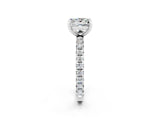 White gold Princess Cut Moissanite Pavé Solitaire Ring with Round Band and Prong Setting_38