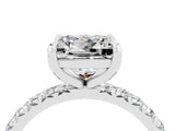 White gold Princess Cut Moissanite Pavé Solitaire Ring with Round Band and Prong Setting_40