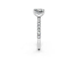 White gold Princess Cut Moissanite Pave Band Solitaire Ring with Four-Prong Setting_26