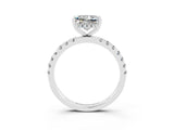 White gold Princess Cut Moissanite Pave Band Solitaire Ring with Four-Prong Setting_27
