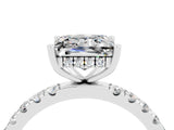 White gold Princess Cut Moissanite Pave Band Solitaire Ring with Four-Prong Setting_28