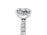 White gold Princess Cut Moissanite Pave Band Solitaire Ring with Four-Prong Setting_29