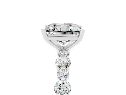White gold Princess Cut Moissanite Prong Set Engagement Ring with Pavé Band_5