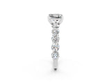 White gold Princess Cut Moissanite Prong Setting with Side Stones on a Pave Band_2
