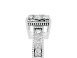 White gold Princess Cut Moissanite Ring with Milgrain Pavé Band and Four-Prong Setting_17