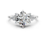 White gold Princess Cut Moissanite Ring with Side Stones and Four-Prong Setting_36
