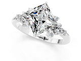 White gold Princess Cut Moissanite Ring with Side Stones and Four-Prong Setting_37