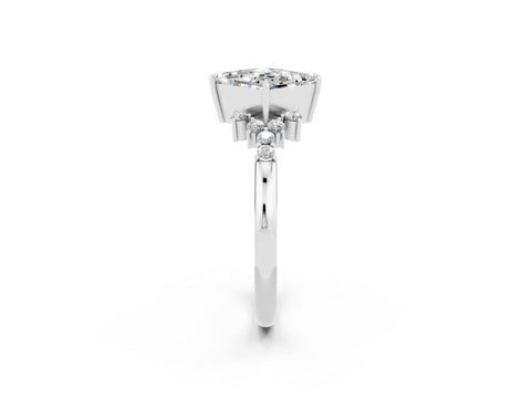 White gold Princess Cut Moissanite Ring with Side Stones and Four-Prong Setting_38
