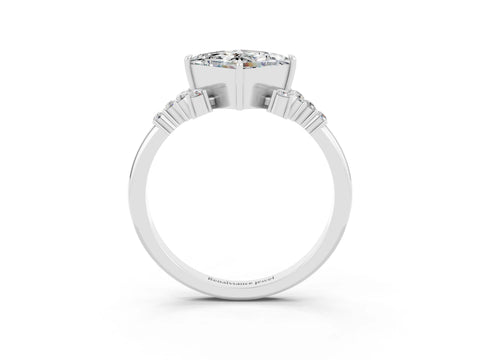 White gold Princess Cut Moissanite Ring with Side Stones and Four-Prong Setting_39