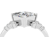 White gold Princess Cut Moissanite Ring with Side Stones and Four-Prong Setting_40