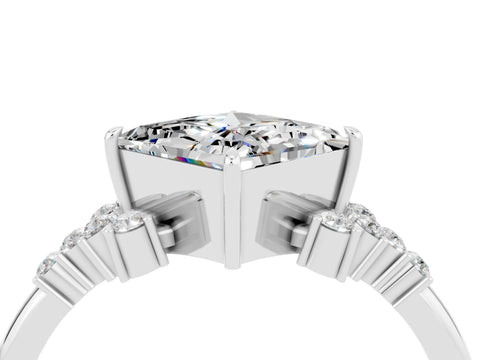 White gold Princess Cut Moissanite Ring with Side Stones and Four-Prong Setting_40