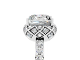 White gold Princess Cut Moissanite Scalloped Halo Engagement Ring with Round Shared Prong Band_17