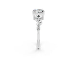 White gold Princess Cut Moissanite Scattered Round Accent Ring with Prong Setting_26