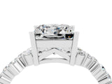 White gold Princess Cut Moissanite Scattered Round Accent Ring with Prong Setting_28