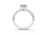 White gold Princess Cut Moissanite Side Stone Solitaire Ring with Round  and Four-Prong Setting_51