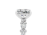 White gold Princess Cut Moissanite Side Stone Solitaire Ring with Round  and Four-Prong Setting_53