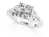 White gold Princess Cut Moissanite Solitaire Celtic Knot Ring with Four-Prong Setting_13